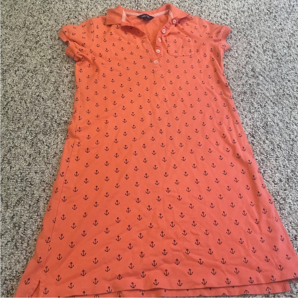 Lands’ End Orange Logo Womens Collard Dress Size XS /P  2-4